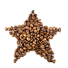 Image showing star from coffee beans isolated on white