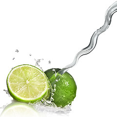 Image showing Water splash on lime isolated on white