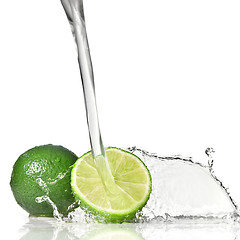 Image showing Water splash on lime isolated on white