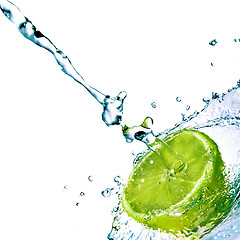 Image showing fresh water drops on lime isolated on white