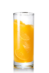 Image showing orange juice with slices of orange in the glass isolated on whit