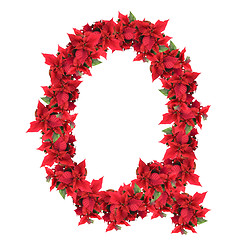 Image showing letter from red christmas flowers isolated on white