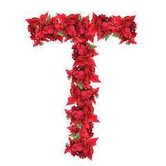 Image showing letter from red christmas flowers isolated on white