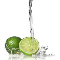 Image showing Water splash on lime isolated on white