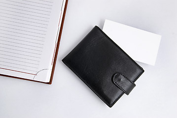 Image showing Empty business card with diary and card holder