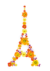 Image showing eiffel tower from flowers isolated on white