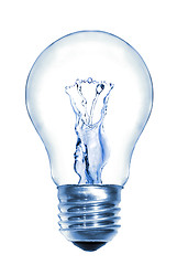 Image showing Energy concept. Light bulb with water isolated on white