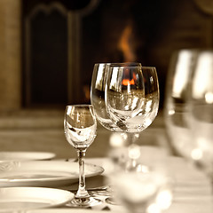 Image showing Glass goblets on the table