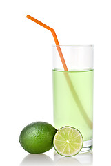 Image showing lime juice with lime isolated on white