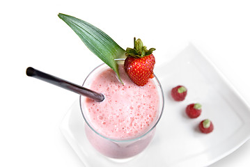 Image showing strawberry milkshake isolated on white