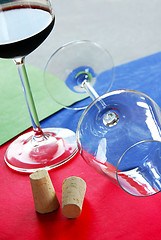 Image showing Wine corks and glasses