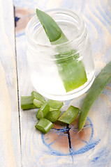 Image showing aloe vera juice with fresh leaves