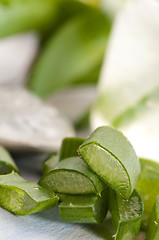 Image showing aloe vera juice with fresh leaves