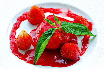 Image showing Panna cotta strawberry