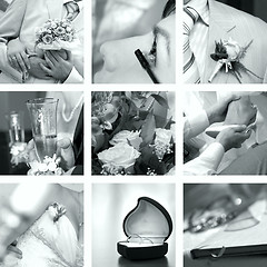 Image showing black and white wedding photos set