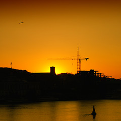 Image showing City silhouette on sunset