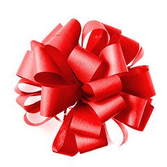 Image showing Red bow from ribbon isolated on white