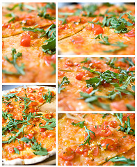 Image showing set from 5 full size photos of classic italian pizza