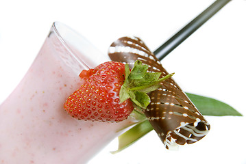Image showing strawberry milkshake isolated on white