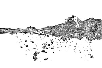 Image showing water splash with bubbles isolated on white