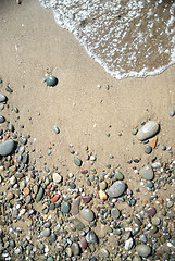 Image showing sand stones and water wave
