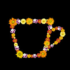 Image showing decorative cup symbol from color flowers