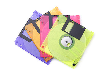 Image showing Color floppy disks isolated on white