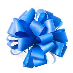 Image showing Blue bow from ribbon isolated on white