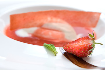 Image showing strawberry dessert on the plate