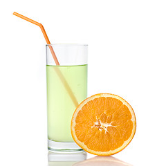 Image showing lime juice with orange isolated on white