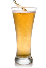 Image showing Beer pouring into glass isolated on white