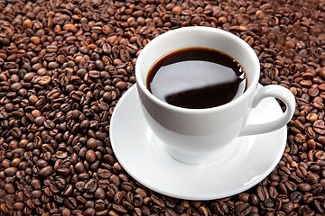 Image showing white cup with coffee beans