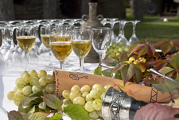 Image showing wine on table with grape