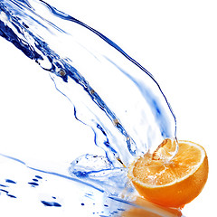 Image showing fresh water drops on orange isolated on white