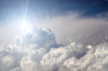 Image showing dramatic storm clouds with sun