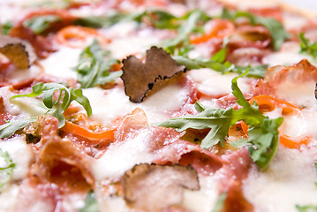 Image showing italian pizza with truffels and tomatoes
