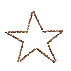 Image showing star from coffee beans isolated on white