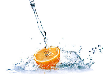 Image showing fresh water drops on orange isolated on white