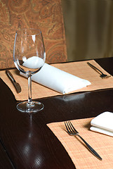 Image showing glass goblet on table