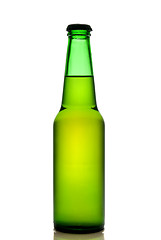 Image showing Green beer bottle isolated on white