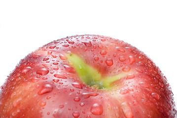 Image showing red apple with water drops isolated on white