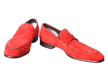 Image showing red male leather shoes isolated on white
