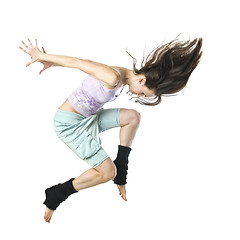 Image showing jumping young dancer isolated on white background