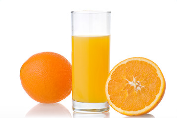 Image showing orange juice and orange isolated on white