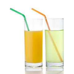 Image showing lime and orange juice isolated on white