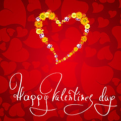 Image showing Card for Valentines day with greeting and heart from flowers