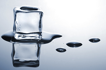 Image showing ice cube with water drops