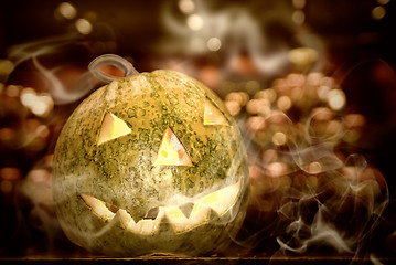 Image showing halloween pumpkin with smoke