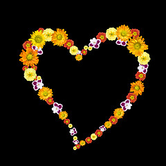 Image showing decorative heart symbol from color flowers