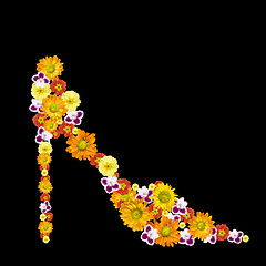 Image showing decorative womans shoe from color flowers